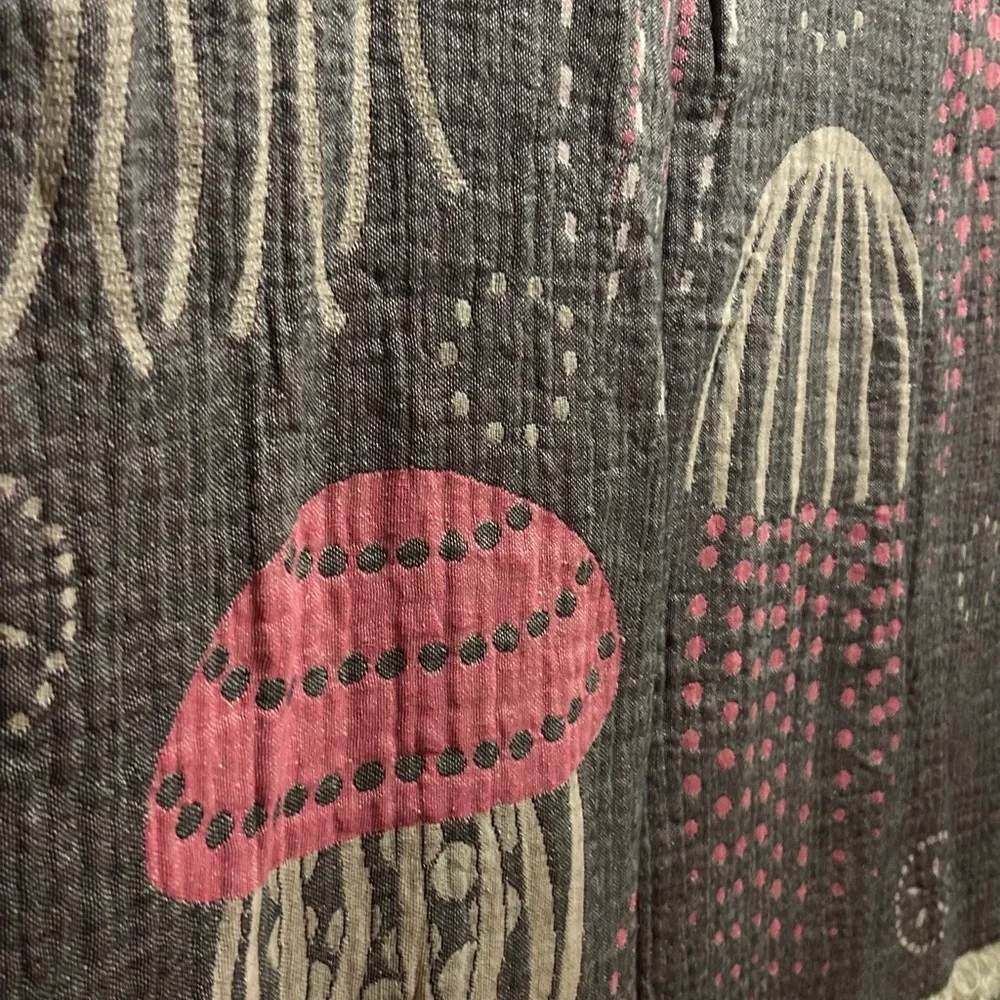 Jellyfish Patterned Throw Tapestry Towel 2 Side Organic Cotton Violet +!Gray NEW